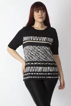 

Sans Textile Women Black Front Printed Viscose Blouse 65 N15976