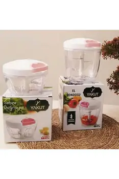 

YAKUT Rope Pull Vegetable Chopper 5-Blade Hand Blender Rondo Renewable Stainless Knife Polycarbonate Bowl