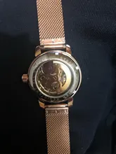 Orpesa-Reloj de pulsera mecánico para Mujer, pulsera de malla de acero inoxidable, Reloj femenino elegante