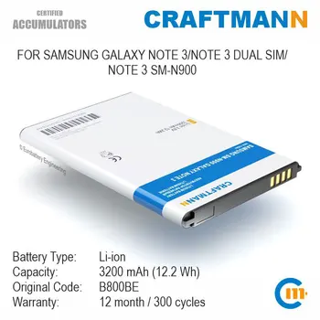 Batería de 3200mAh para Samsung GALAXY NOTE 3/NOTE 3 DUAL SIM/NOTE 3 SM-N900 (B800BE)