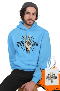 

Angemiel Wear Carpediem Peace Mark Blue Men 'S Hooded Sweatshirt Bags Kombin