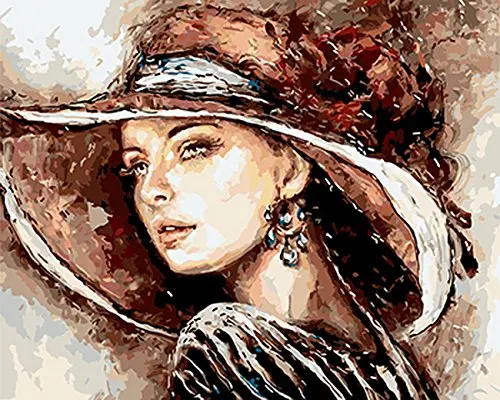 

paint by number art painting by numbers woman with hat for house wall decoration
