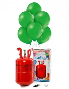

Helium cylinder Disposable 0. 25m3 with 30 Balloons Light Green Metallic