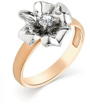 

Master brilliant flower ring with 1 red gold diamond