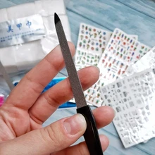 1 pulidor de uñas profesional de acero inoxidable, barra de pulido lateral doble, para manicura, exfoliante de pedicura, decoración de uñas