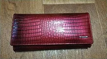 DICIHAYA-Billetera de piel genuina con doble cremallera para mujer, cartera de mano roja con patrón de cocodrilo