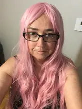 ALAN EATON-Pelucas sintéticas para mujer, cabelleras de contextura ondulada, largas, de color negra y rosada, con degradado, de pelo natural de fibra de alta temperatura