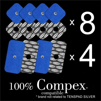 

TENSPAD SILVER - 12 electrodes for COMPEX (8 electrodes 50x50mm + 4 electrodes 50x100mm with 1 SNAP)