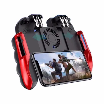 

H9 Six Finger Pubg Controller Gamepad Joystick Pubg Mobile Trigger L1R1 Shooter Joystick Game Pad Phone Holder with Cooler Fans