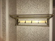 Towel-Rack Hooks Bathroom-Accessories Foldable Antique Aluminum Brass with Active