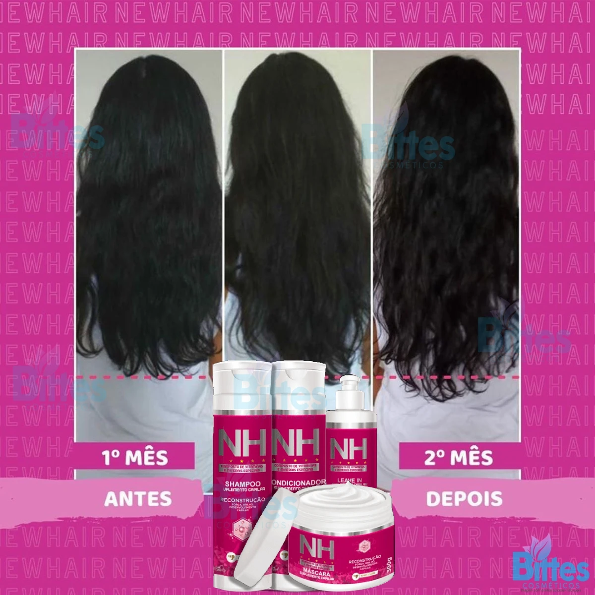 Kit Capilar NH New Hair Reconstrução dos Fios Força Maciez e Brilho -  AliExpress
