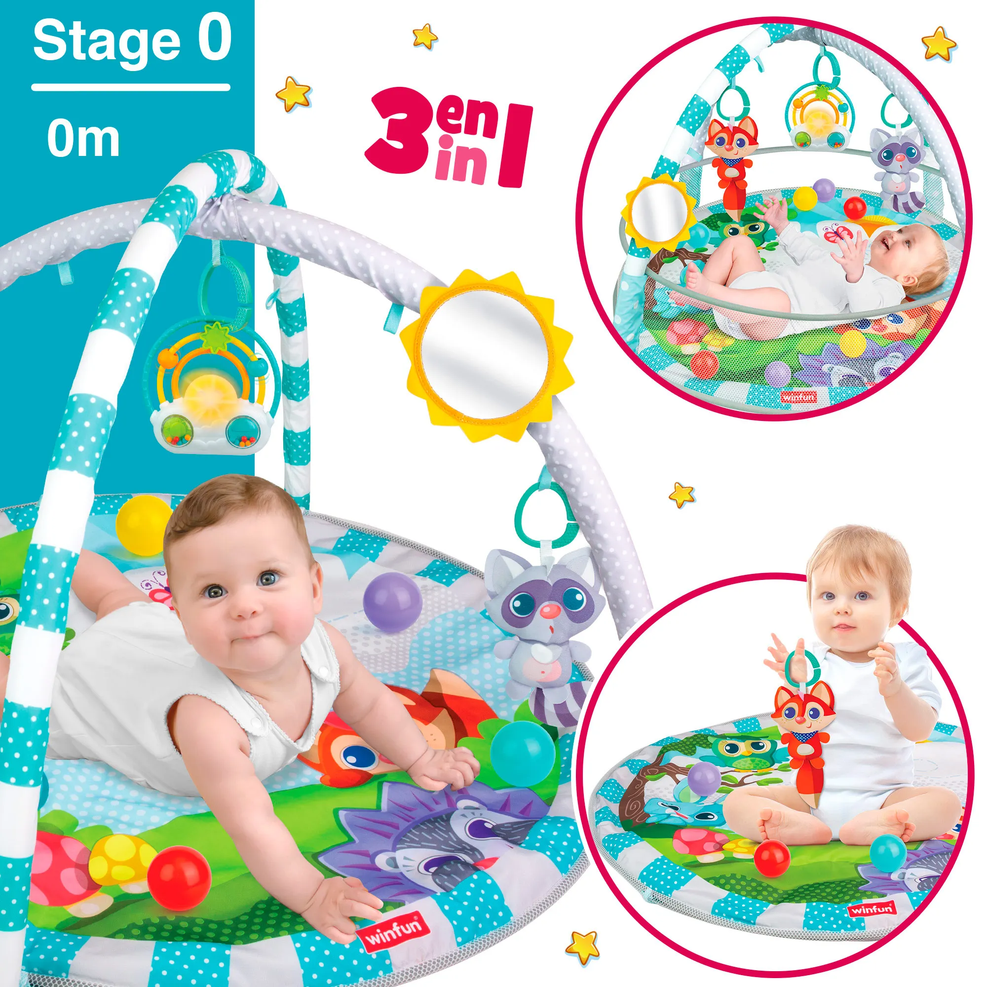 Baby gym with balls Winfun, infant rug, padded baby rug, baby gym,  educational infant toys, baby gym, infant gym, play mat, gym activities,  baby toy