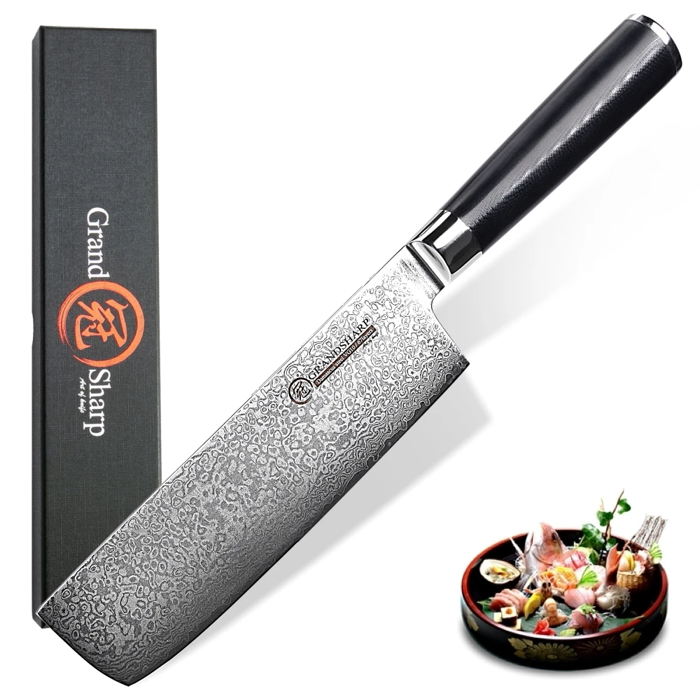 Дамасский нож Nakiri японский стальной шеф-повар нарезка овощей кухонный G10 ручные