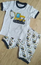 Los niños Pijamas de verano establece excavadora niños Pijama estampado Rooter Pijamas niños Pijamas Infantil de Infantis para 2-8Yrs