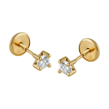 

Earrings 18k Yellow Gold model Earrings Baby (2 Zircons) Measurement: 3mm.