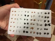 Conjunto de pendientes pequeños de plástico con diamantes de imitación para mujer y niña, joyería de 18/36/100 pares, Estilos mixtos, flores, animales geométricos, cristal