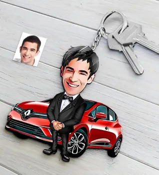 

Personalized Mr Renault Clio Figured Platter Wooden Cartoon Anahtarlık-3