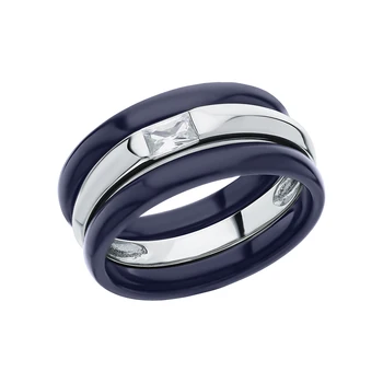 

Silver ring with ceramics and cubic zirconia sunlight sample 925