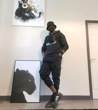 Pantalones deportivos de estilo Hip-Hop para hombre, ropa de calle informal, harén, con cinta multibolsillo, color negro, novedad de 2020