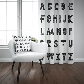 

Else Black White Alphabet Letters Educational 3d Print Kids Baby Children Window Panel Set Curtain Combine Gift Pillow Case