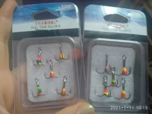 Barbed-Trebles-Hooks Ice-Fishing-Hooks Diamond High-Carbon-Steel with Overturned Winter