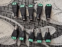 5 Juegos de 10 Uds. De cámaras, 2,1mm x 5,5mm, adaptador de enchufe hembra y macho, toma de corriente continua, color verde