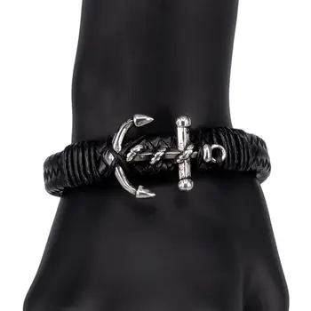 

Leather bracelet (genuine leather, magnetic lock, black) 55282