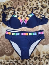 Conjunto de Bikini con realce para mujer, traje de baño negro con estampado de lunares, acolchado, con realce, 2021