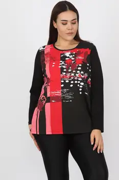 

Sans Textile Women 'S Black Cotton Fabric Front Printed Blouse 65 N15570