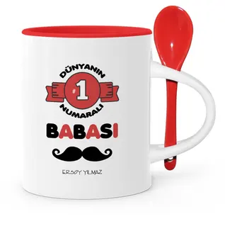 

Father's Day Custom World 1 Number Father Red Spoon Mug Cup-1