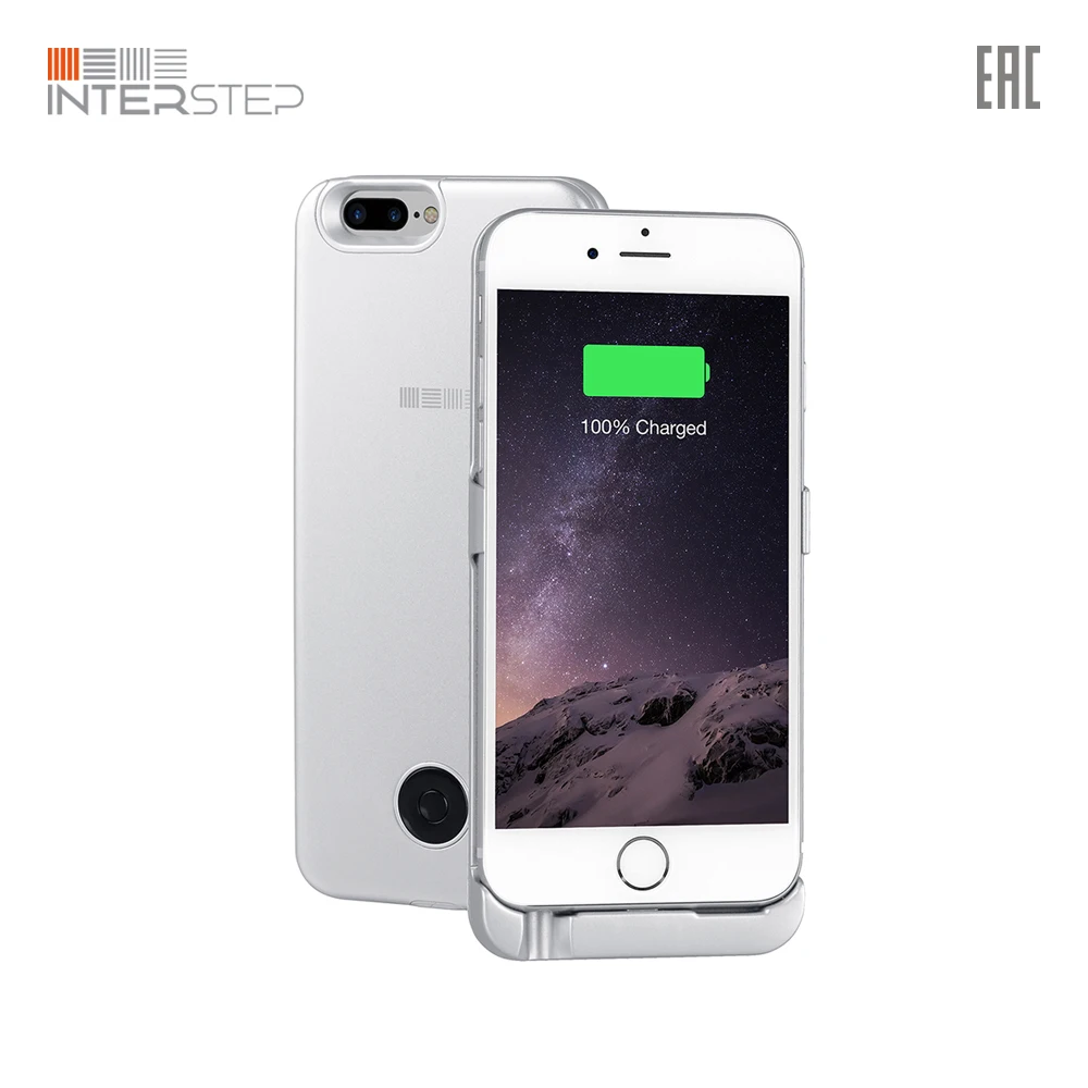 Чехол-аккумулятор INTERSTEP для iPhone 8P/7P/6Plus 5000мАч серебряный | Мобильные телефоны и
