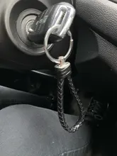 LLavero de cuero antipérdida para coche, soporte para llavero con número de teléfono, tarjeta, cuerda de cuero trenzado, accesorios para coche