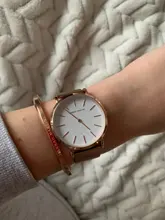 Ins-Reloj de pulsera de cuarzo japonés para mujer, accesorio de marca, resistente al agua, de oro rosa, sencillo, de acero inoxidable, 1 Juego