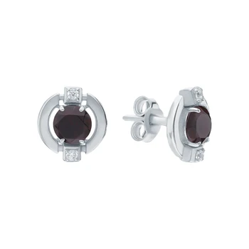 

Silver earrings with cubic zirconia and Garnet sunlight sample 925