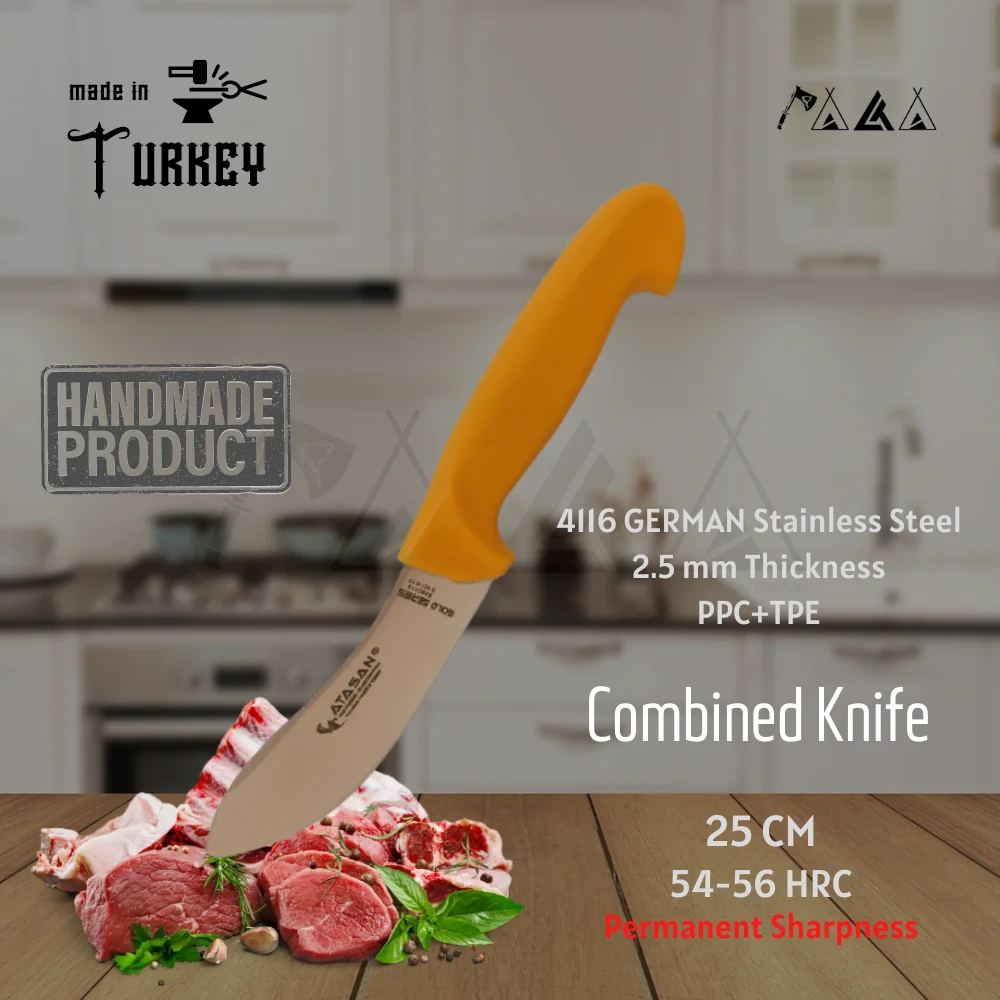 

ATASAN Gold Series Combined Knife Steak Meat Handmade High Quality Professional Stainless Steel Chefs Knives 2021 Turkish