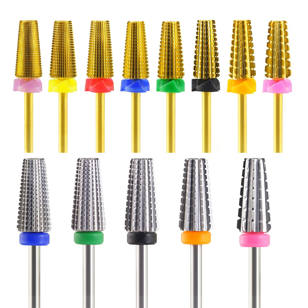 

High Quality 10pcs/lot Carbide Nail Drill Bit 5 in 1 Tapered Drills Milling Cutter for Manicure Remove Gel Acylics
