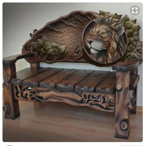 Bench with carved back LION cnc stl model vector files artcam 3d STL for CNC milling machine cutting relie | Мебель