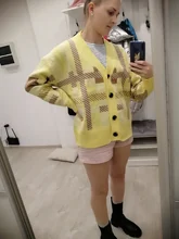 Sweaters Cardigans Checkered Plaid Colorfaith Korean Fashionable Women's Knitwears Buttons