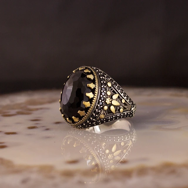  Anillo de plata de ley 925 para hombre, joyería de piedra de  ónix de moda, regalo vintage Onyx Aqeq para hombre, todos los tamaños :  Ropa, Zapatos y Joyería