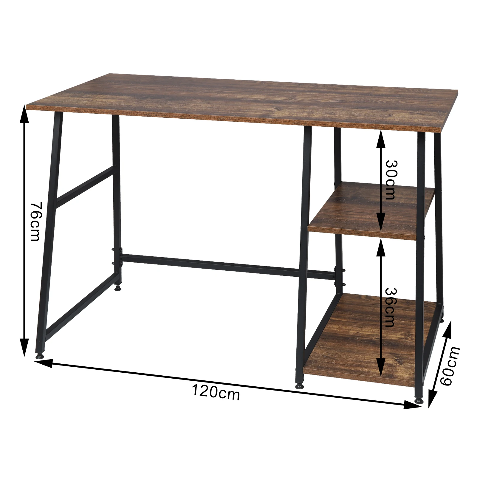 Escritorio de madera Vintage para ordenador, de oficina con 2 estantes, muebles de oficina para hogar, escritorio de estudio de estación de trabajo - AliExpress Muebles