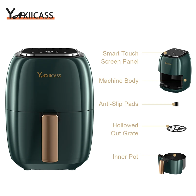 YAXIICASS 6L Electric Air Fryer 1400W Digital Air Frier LED Touchscreen Deep Fryer Without Oil 360° Baking Oven For Home Cooking