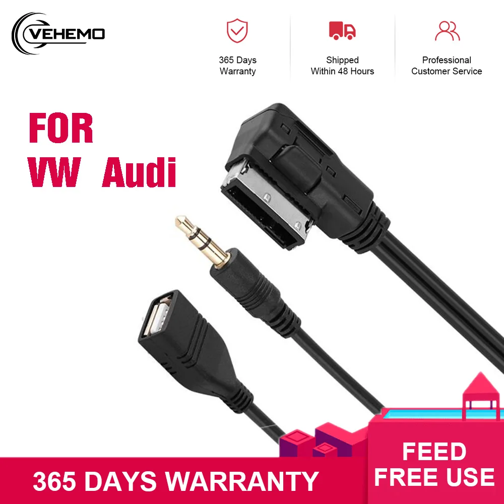 VEHEMO Car MMI USB Adapter Cable 3.5mm Music AMI Interface Mini Jack Chargers Aux MP3 Cables for VW Audi | Автомобили и мотоциклы
