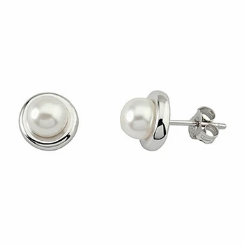 

Sterling silver earrings 925m 10mm. Cultured Pearl close pressure