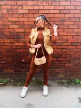 FQLWL-mono Sexy de manga larga para mujer, traje de una pieza con cuello de tortuga, color marrón, blanco y negro, para invierno