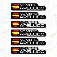 6X BANDERA CON NOMBRE PERSONALIZABLE PEGATINA VINILO MTB CASCO BTT BICICLETA STICKER NOMBRE Y APELLIDOS STICKER PATÍN IMPRESO