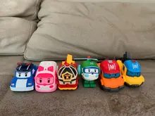 6 unids/set Poli coche chico juguetes transformación Robot de dibujos animados figura de acción de juguete transformar vehículo para el regalo de los niños
