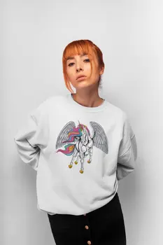 

Angemiel Wear Winged Unicorn White Women Sweatshirts