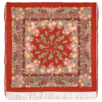 

Scarf Pavlovo Posad with silk fringe 125x125 1573-5 "fairy tale at night", View 5