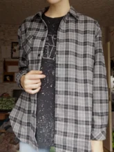 Plaid Shirt Blouse Women Tops Blusas Long-Sleeve Loose Flannel Plus-Size Cotton New-Brand