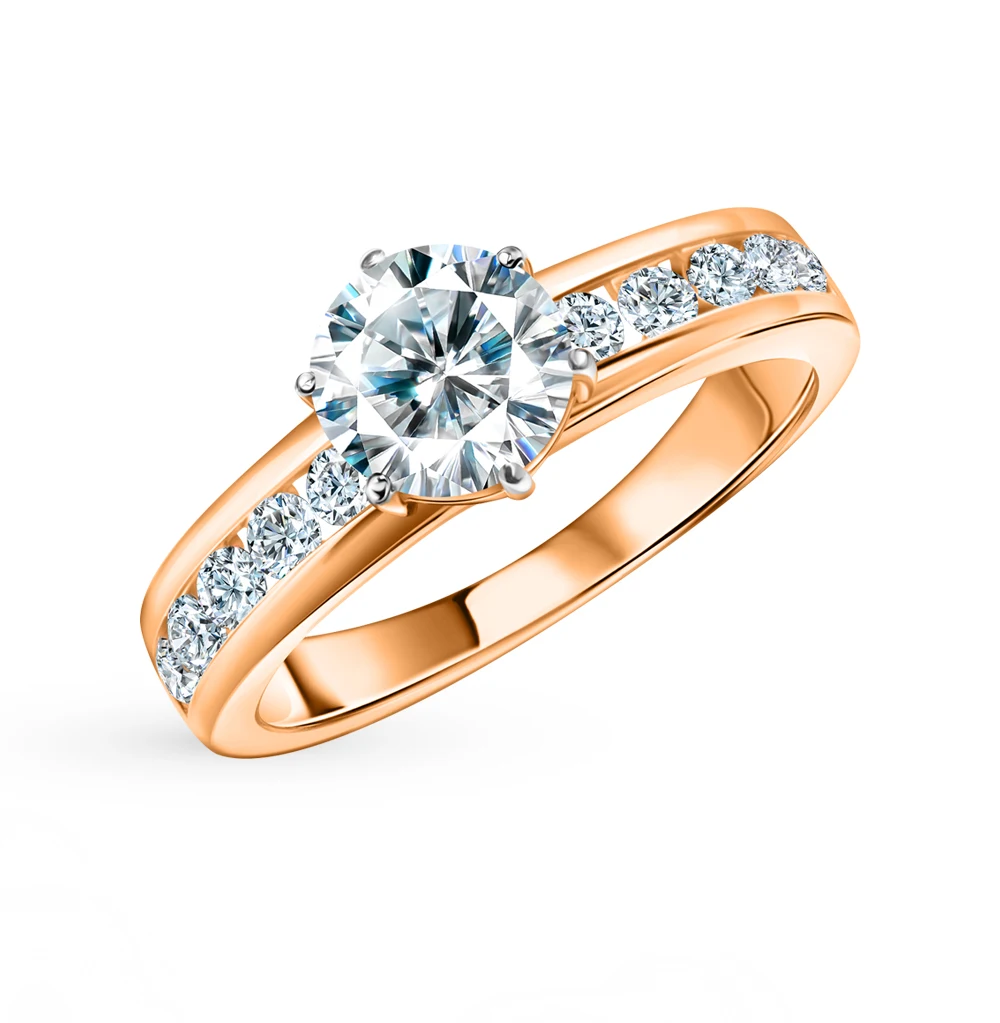 Gold ring with cubic zirconia sunlight sample 585 | Украшения и аксессуары